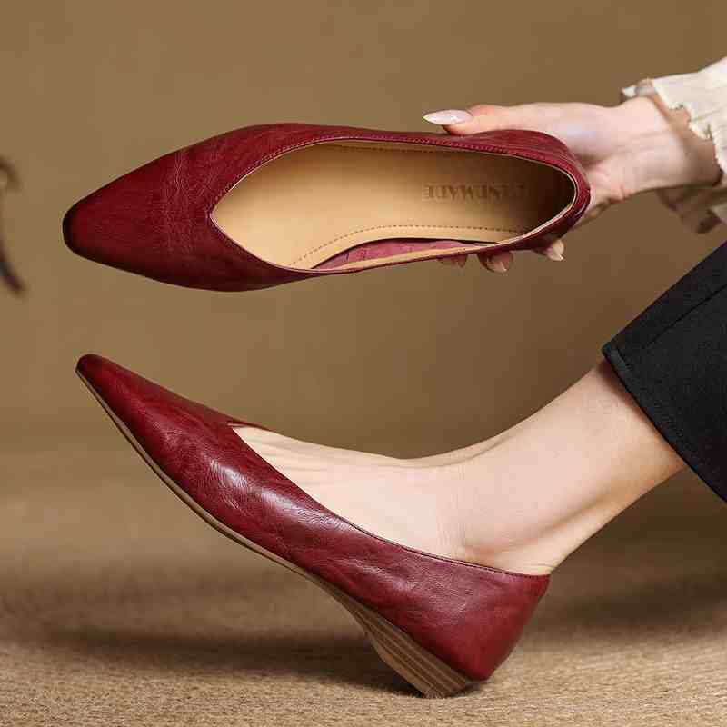 Pointed Toe V Cut Slip On Flats