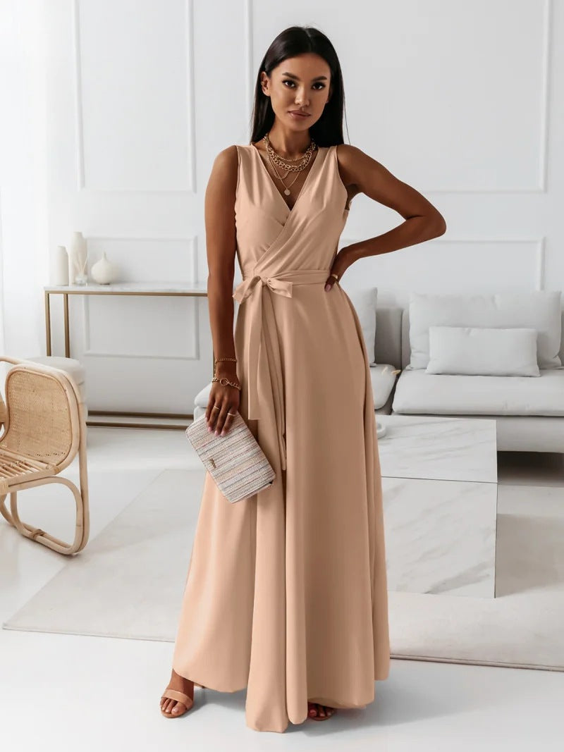V-Neck Sleeveless Wrap Maxi Dress 5