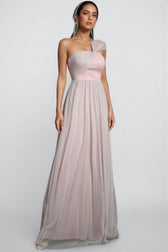 Ayven Pink One-Shoulder Mesh Maxi Dress - View 2