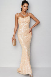 Maelk Backless Sequin Fishtail Maxi Dress - View 4