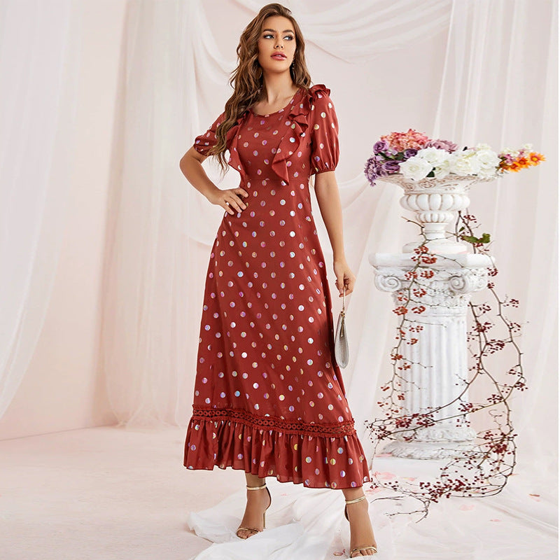 Lotus Edge Large Polka Dot Loose High Waist Fresh Elegant