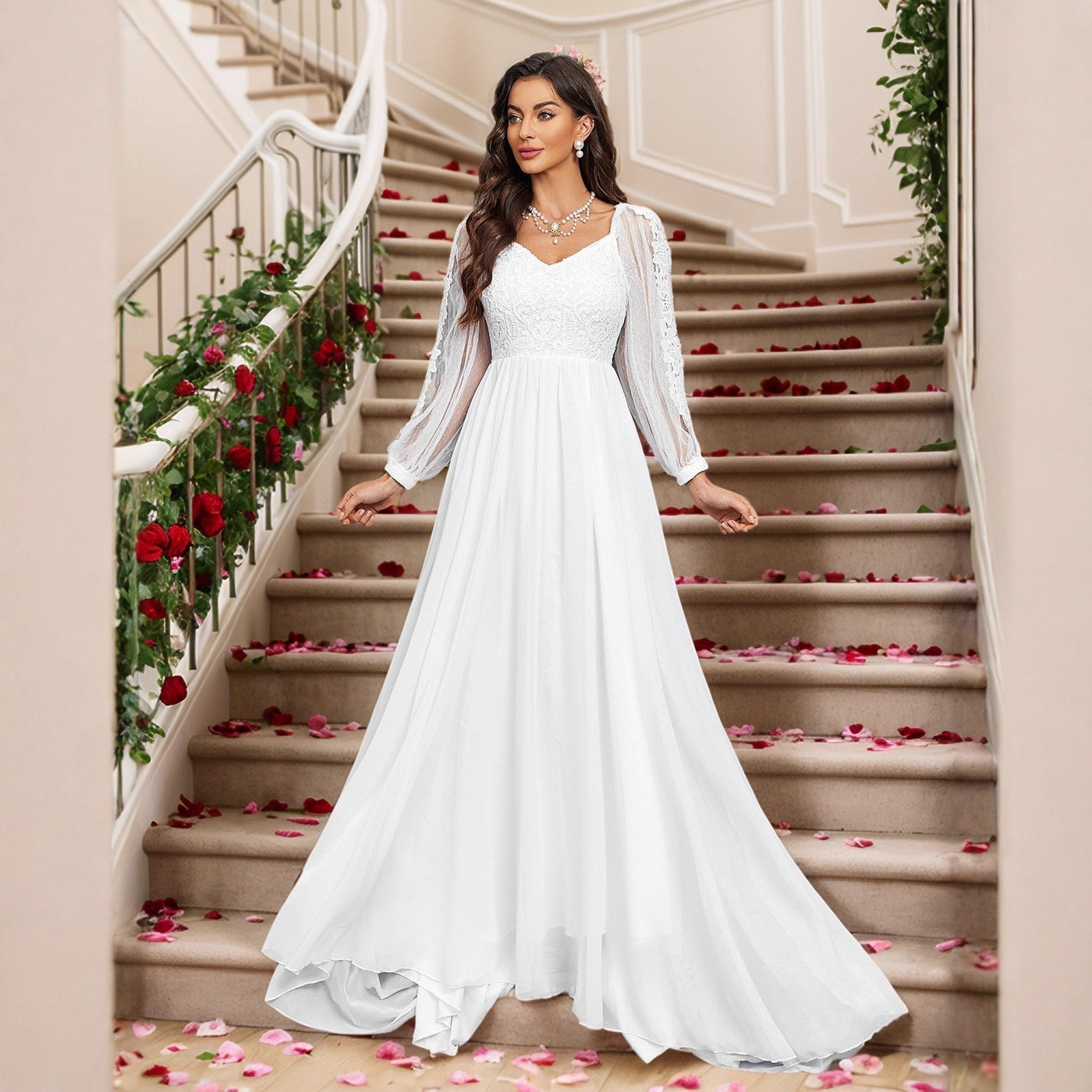 Lace Long Sleeve Dress Jumpsuit Lace Cocktail Wedding Dress