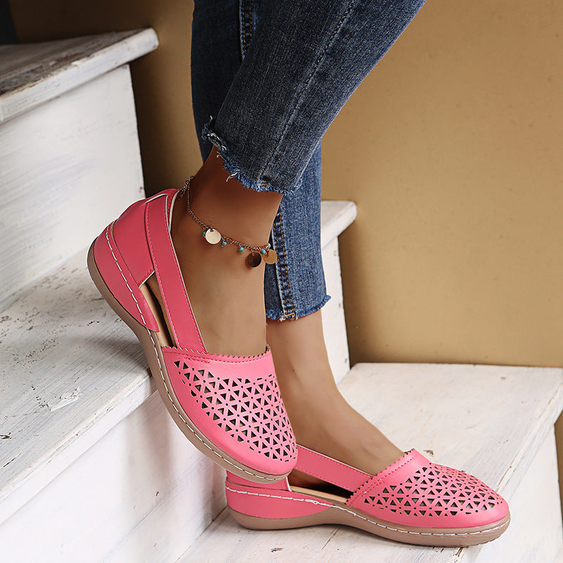 Round Toe Wedge Hole Sandals