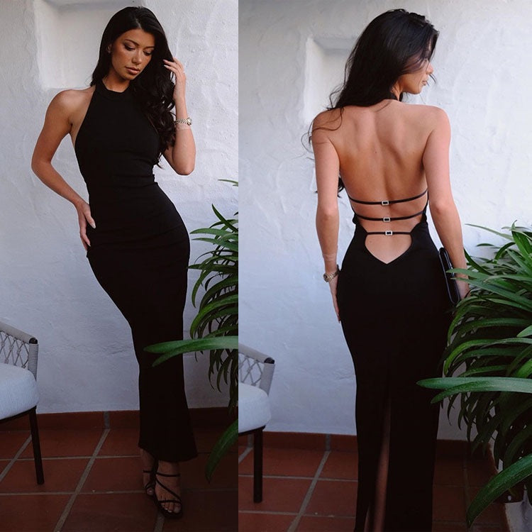 Pamela Boutique Women's Backless Evening Dress with Strap Details Wear Edit