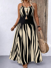 Abstract Print Spaghetti Strap A-Line Maxi Dress 6