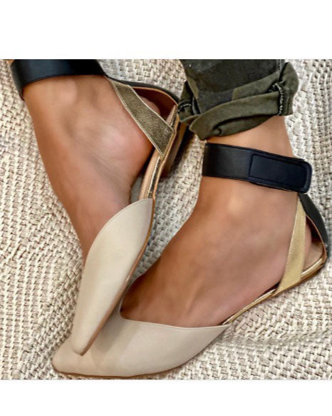 Dancing Fireflies Color block pointed toe flat sandals