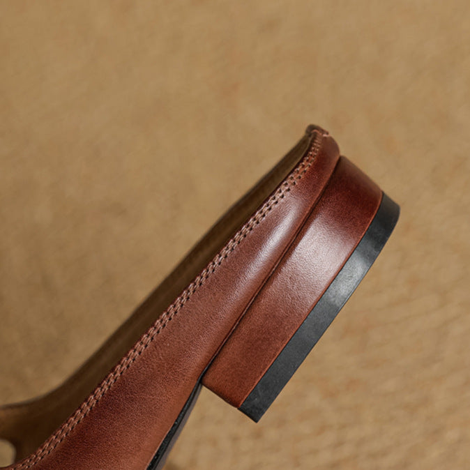 Round Toe Cross Strap Flat Mary Jane Mules