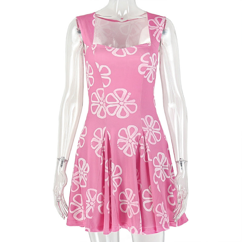 Floral Print Sweetheart Neck Sleeveless Fit and Flare Mini Dress 2
