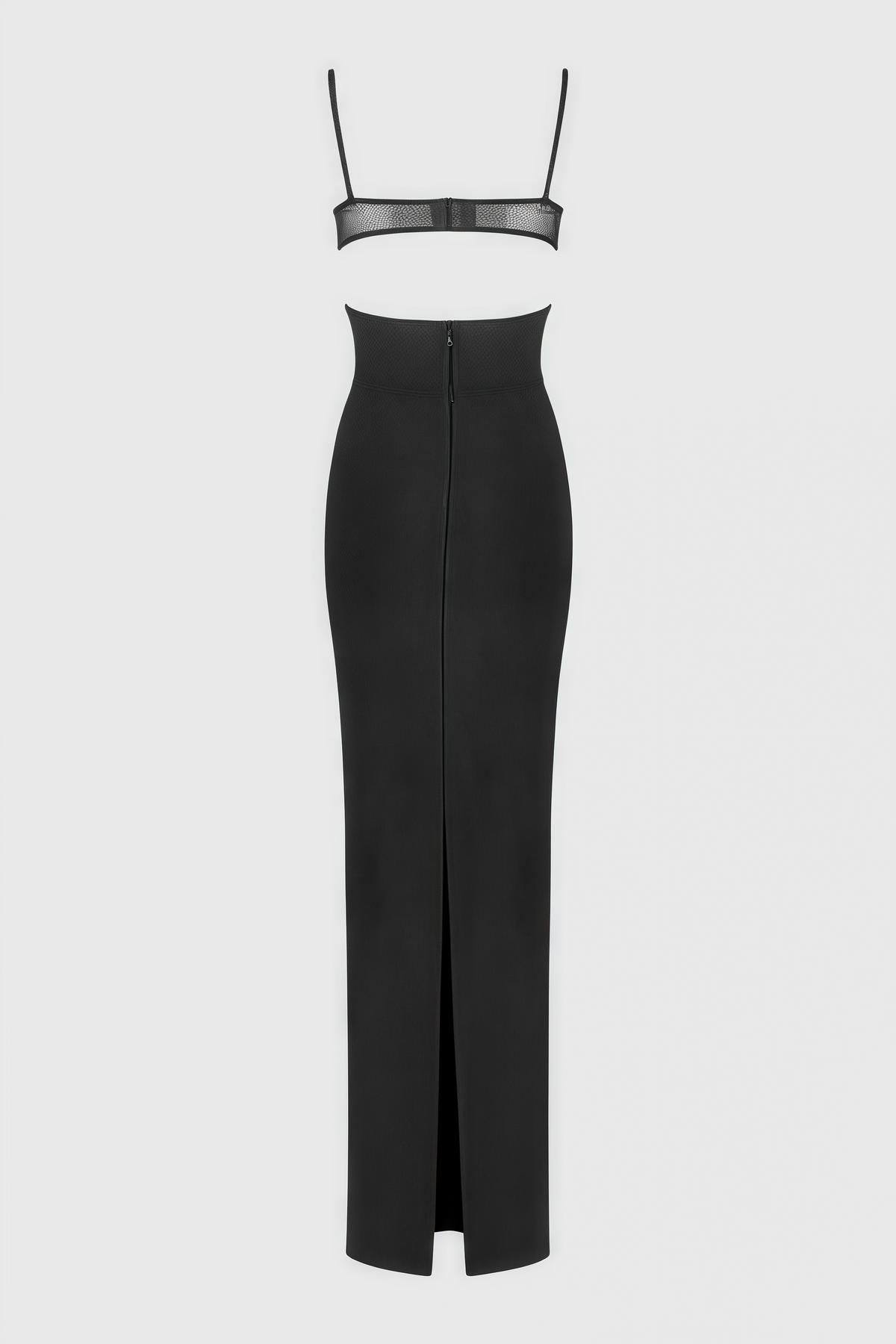 Spaghetti Strap Bustier Sheer Mesh Panel Bodycon Maxi Dress 5