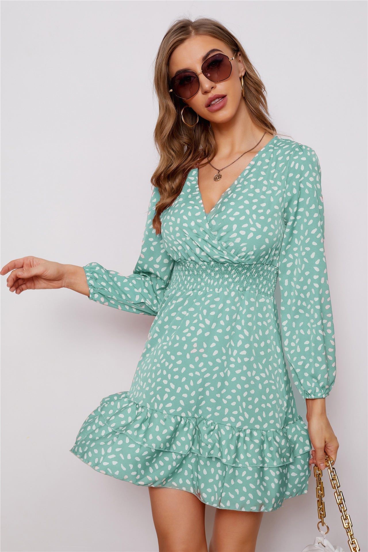 Cassy Metallic Detailed Mini Dress - Teal - FINAL SALE