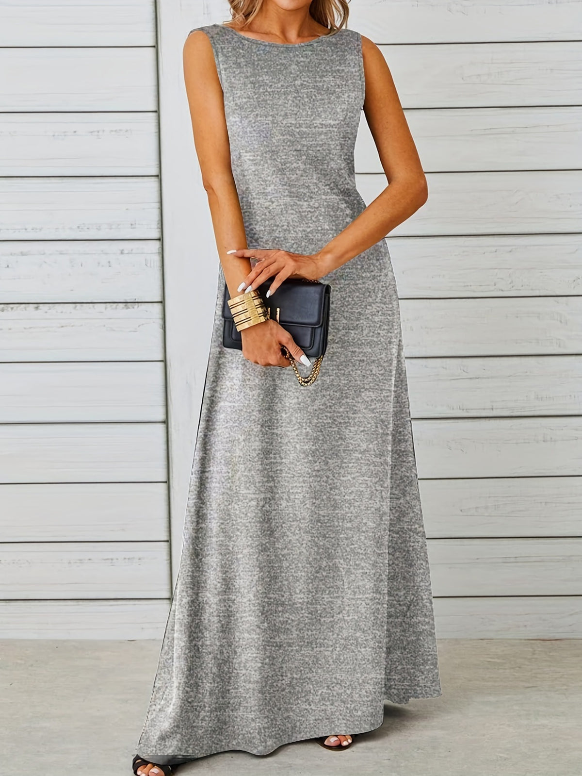 Crew Neck Sleeveless Empire Waist A-Line Maxi Dress 5