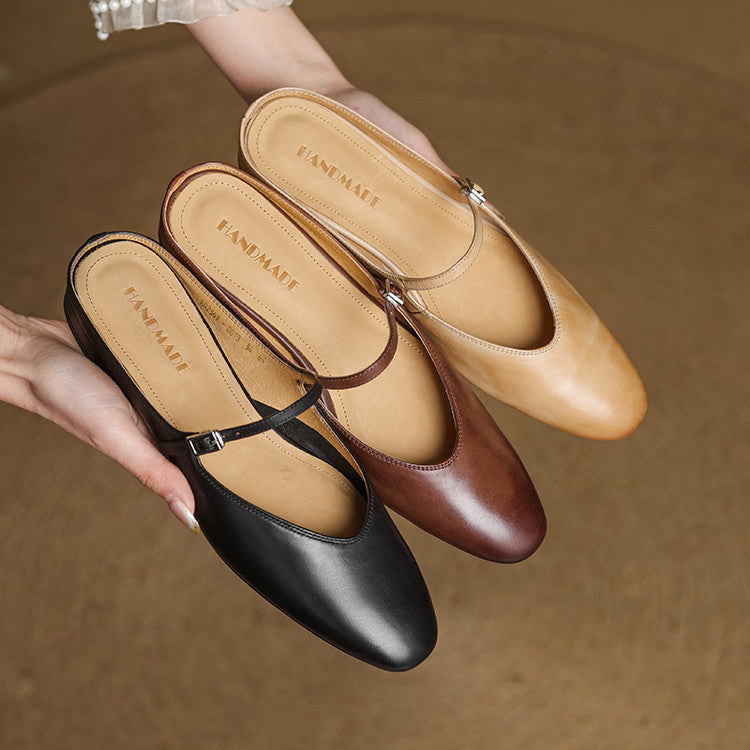 Square Toe Buckle Strap Mary Jane Flats