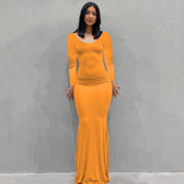 Scoop Neck Spaghetti Strap Bodycon Mermaid Maxi Dress 36