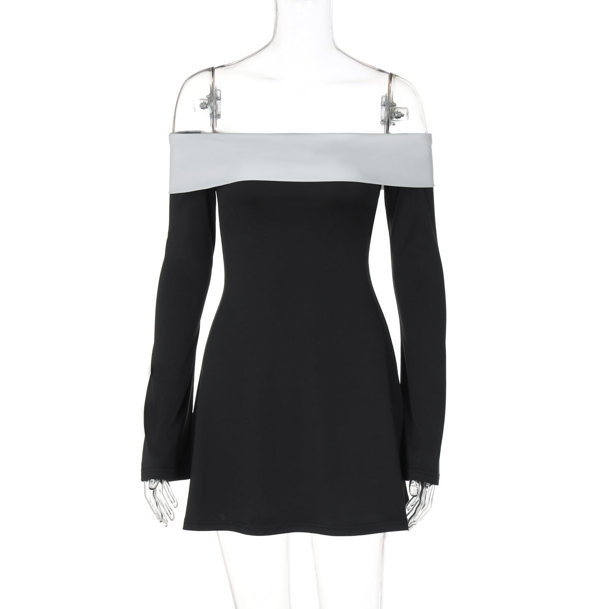 Off Shoulder Long Sleeve Fit and Flare Mini Dress 6