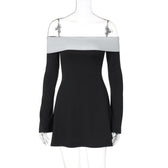 Off Shoulder Long Sleeve Fit and Flare Mini Dress 6