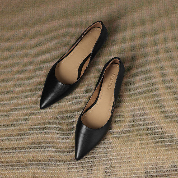 Pointed Toe Slip On Low Wedge Flats