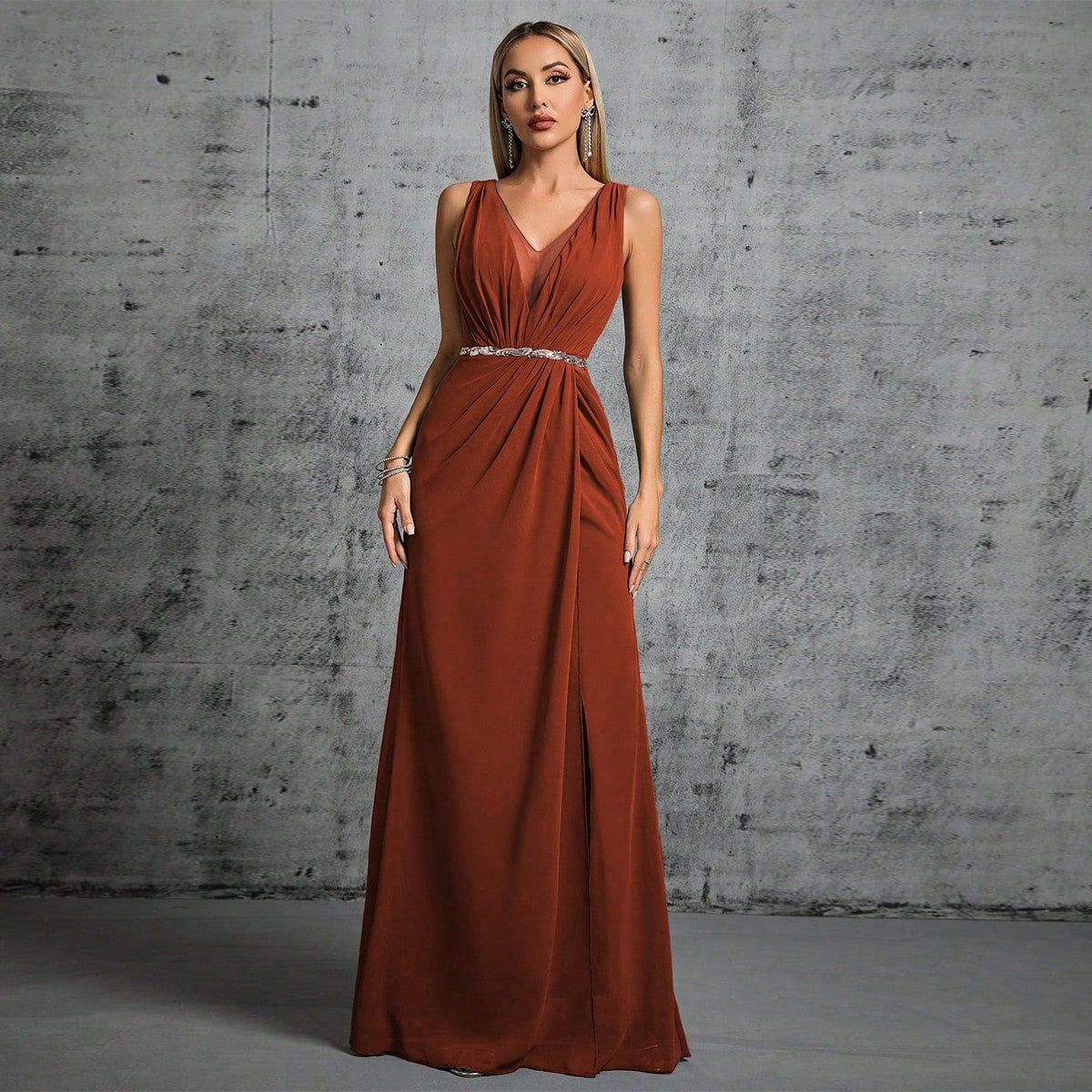 Sexy V neck Evening Dress Elegant Slim Fit Slimming Annual Party Dress Cocktail Party Ball Dress Host Formal Dress