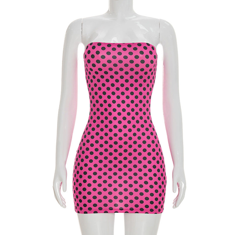 Polka Dot Print Strapless Bodycon Mini Dress 7