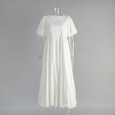 High Neck Puff Sleeve Bubble Hem Midi Dress 5