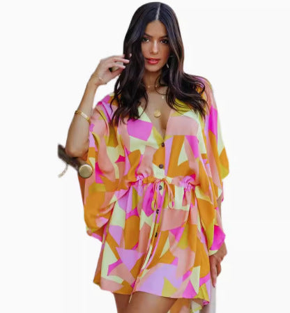 Brenda Statement Women's Floral Print Button Up Dress Elevated Occasion Wear