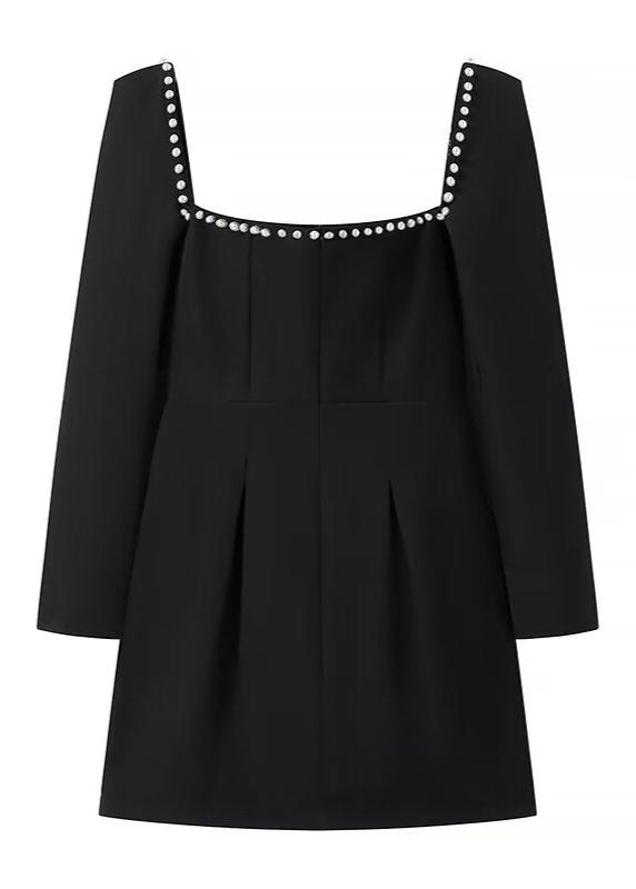 Pearl-Trim Square Neck Mini Dress - View 9