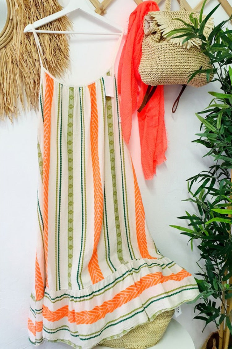 Summer Bohemian Print Strap Loose Dress for Women