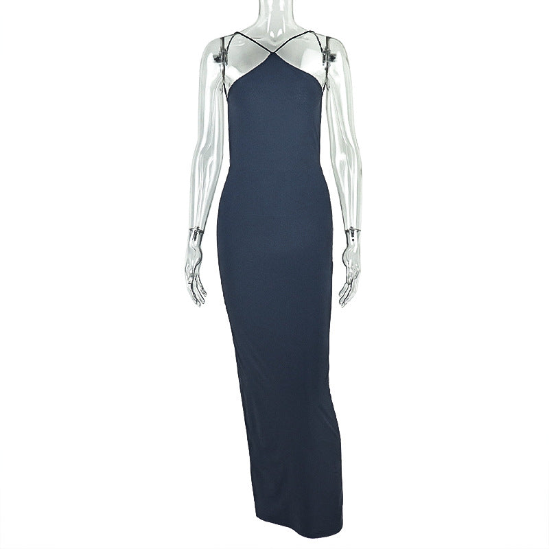 Halter Neck Backless Sleeveless Bodycon Maxi Dress 2