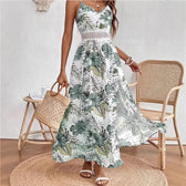 Floral Spaghetti Strap Cut Out High Split Maxi Dress 4