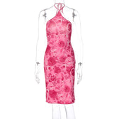 Halter Neck Backless Bodycon Midi Dress 6