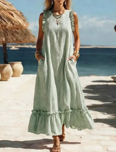 Striped Sleeveless Ruffle Hem Maxi Dress 6