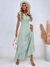 Floral V-Neck Flutter Sleeve Smocked Tiered Maxi Dress 8
