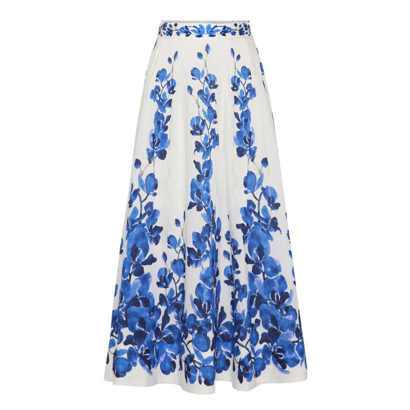 Monte Coast Swimsuit Long Skirt Set - Blue