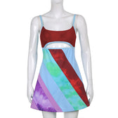 Tie Dye Spaghetti Strap Cut Out Bodycon Mini Dress 9