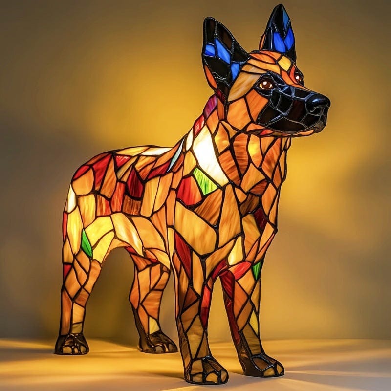 Stained Glass Shepherd Dog Table Lamp