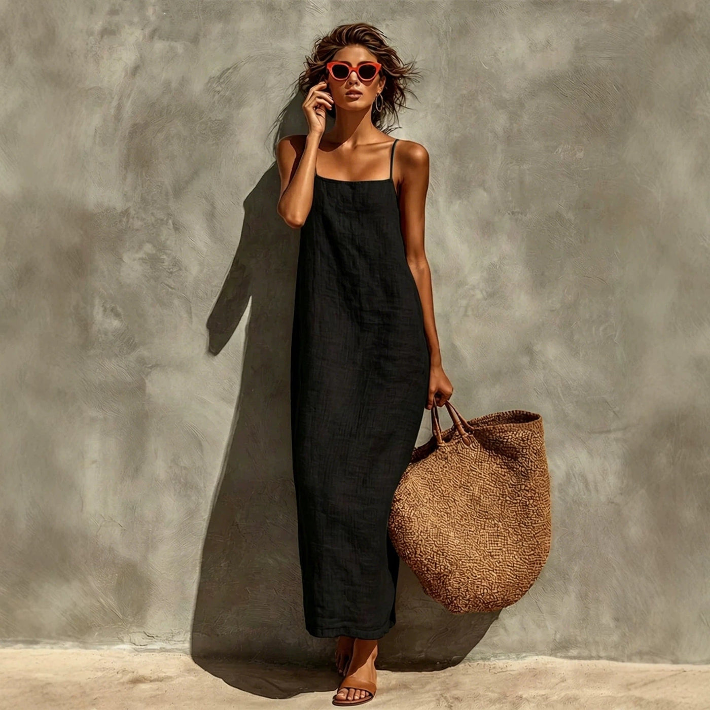 Square Neck Spaghetti Strap Maxi Dress 2