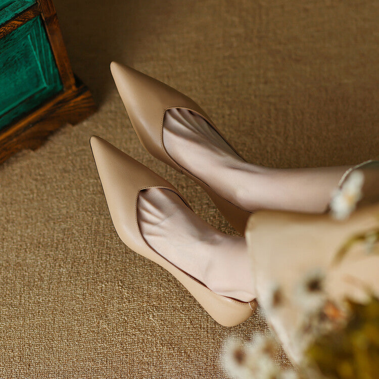 Pointed Toe Slip On Kitten Heel Pumps