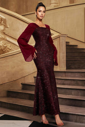 Antony Red V-Neck Sequined Maxi Dress - View 3