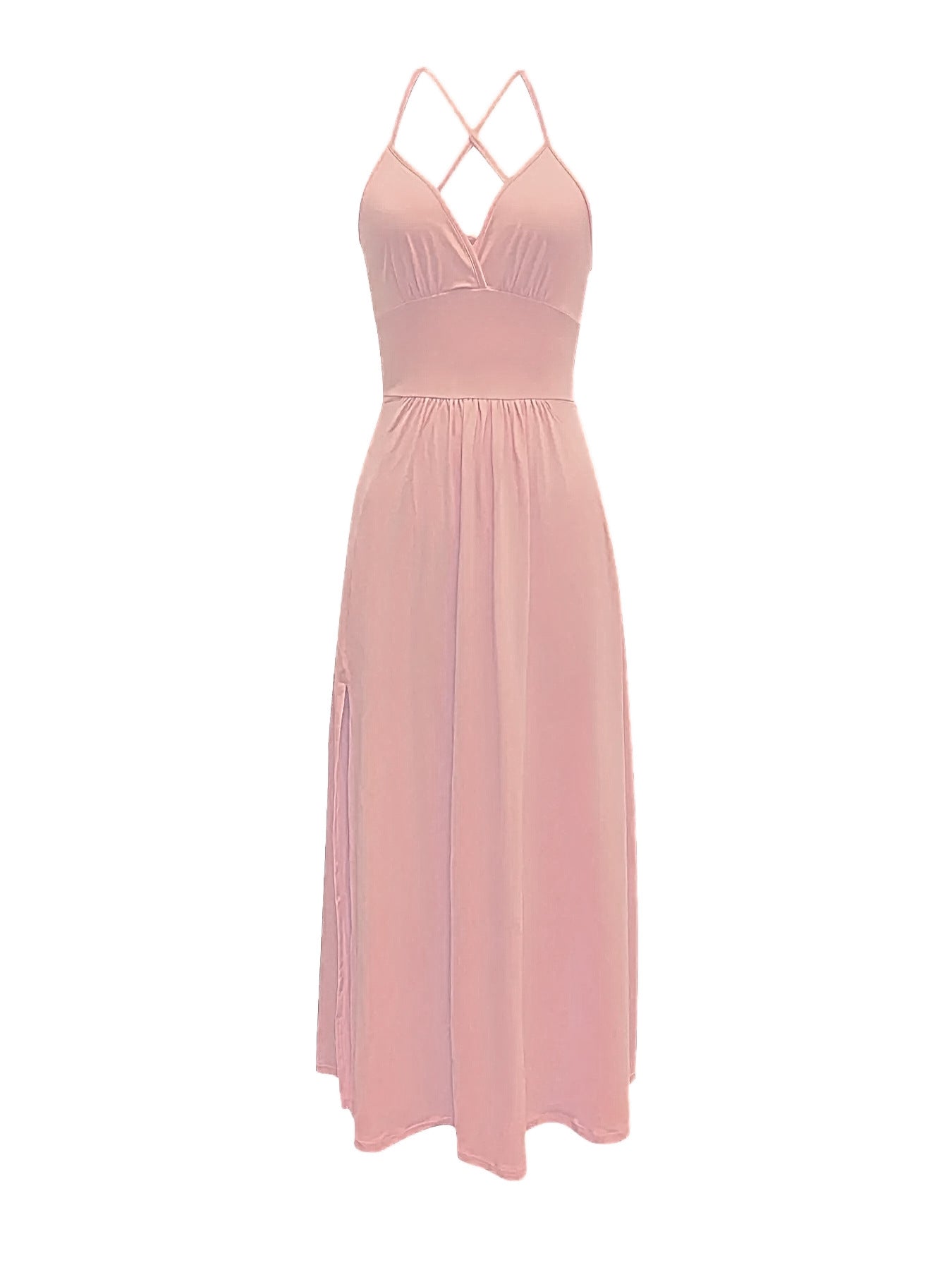 V-Neck Spaghetti Strap High Split Maxi Gown 9