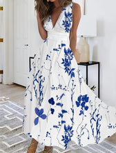 Floral V-Neck Sleeveless Maxi Dress 2