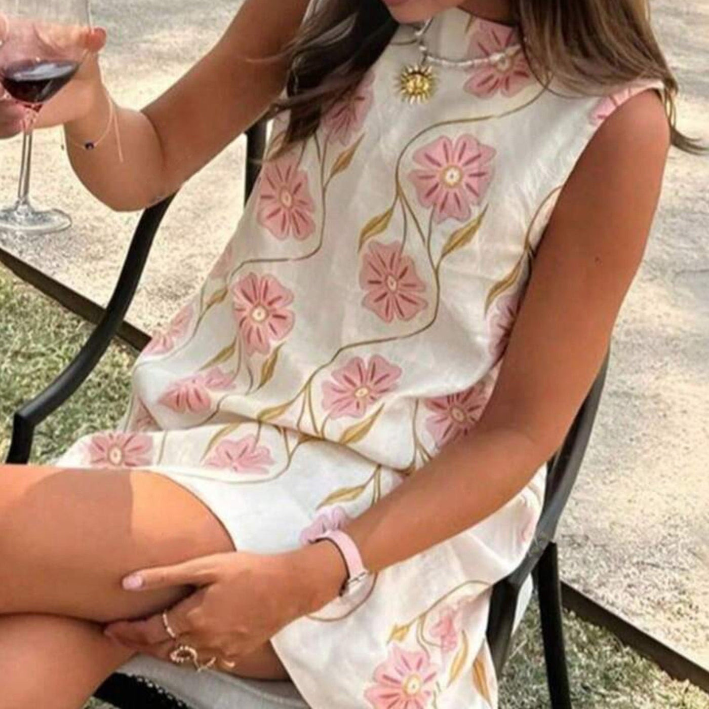 Floral V-Neck Sleeveless Shift Mini Dress Summer 2