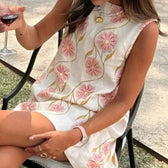 Floral V-Neck Sleeveless Shift Mini Dress Summer 2