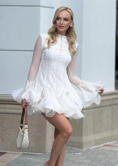 Celeste - Sheer Sleeve Ruffle Mini Dress 4