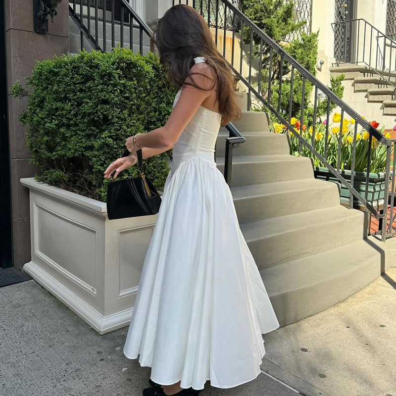 Halter Deep V-Neck Backless Satin Midi Dress 2
