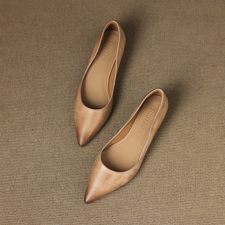 Pointed Toe Slip On Low Wedge Flats