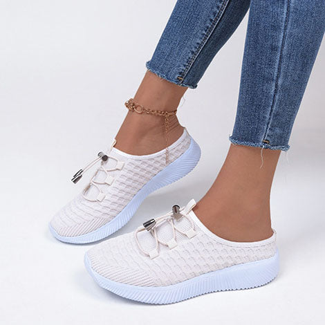 Flyknit Low-heel Lace-up Toe Slippers