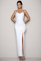 Yeney White 3D Floral Bandage Maxi Dress - View 2