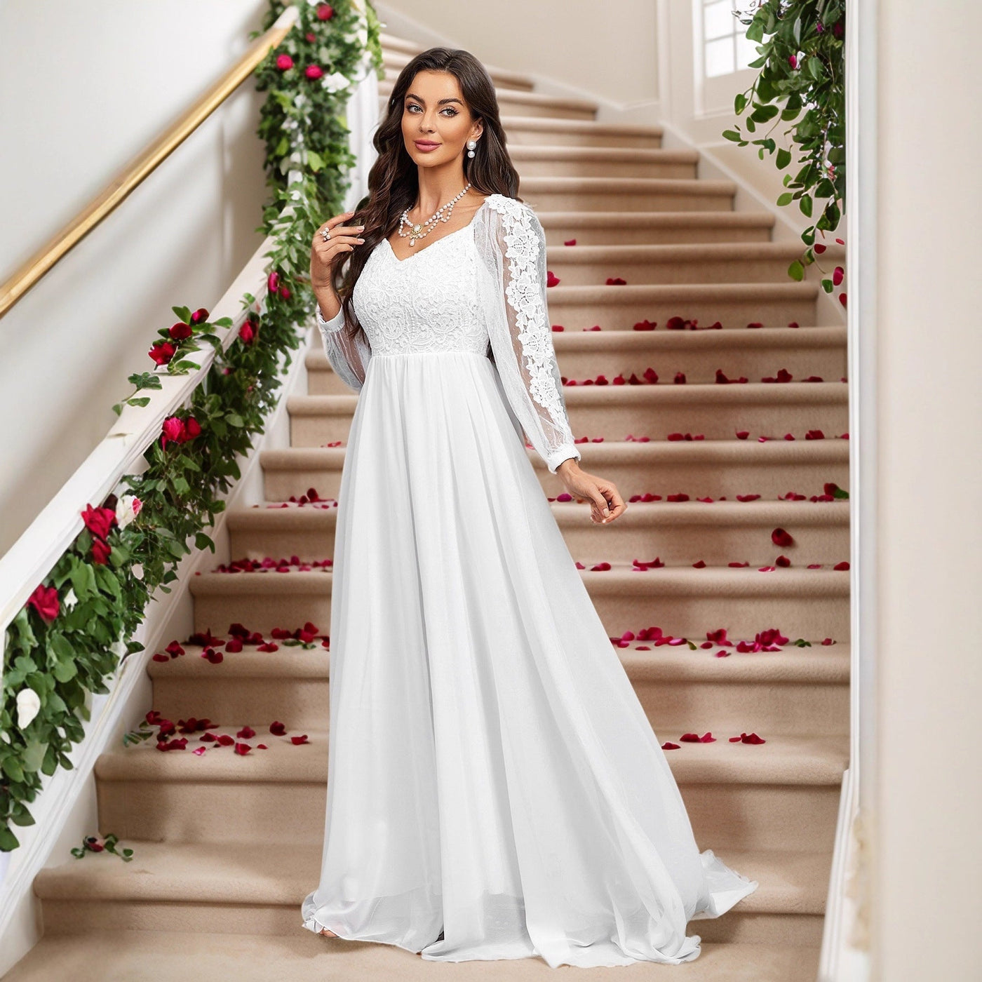 Lace Long Sleeve Dress Jumpsuit Lace Cocktail Wedding Dress - View 4