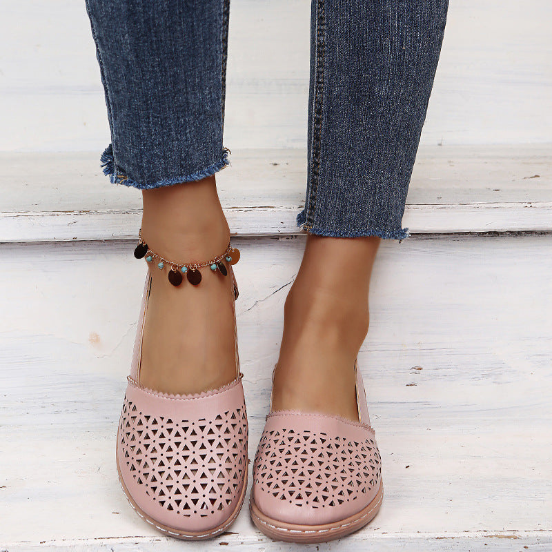 Round Toe Wedge Hole Sandals