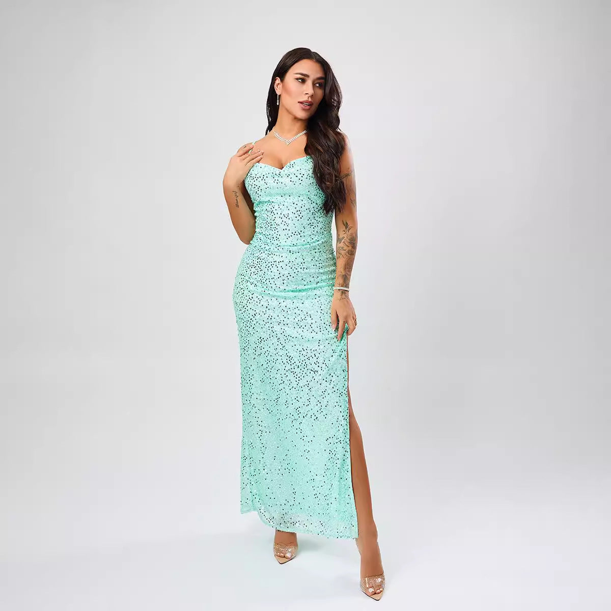 Evening Super Popular Light Luxury Dress Niche High End Gradient Sequin Host Dress
