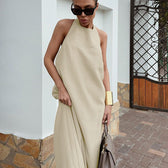 Halter Neck Sleeveless Loose Column Maxi Dress 2